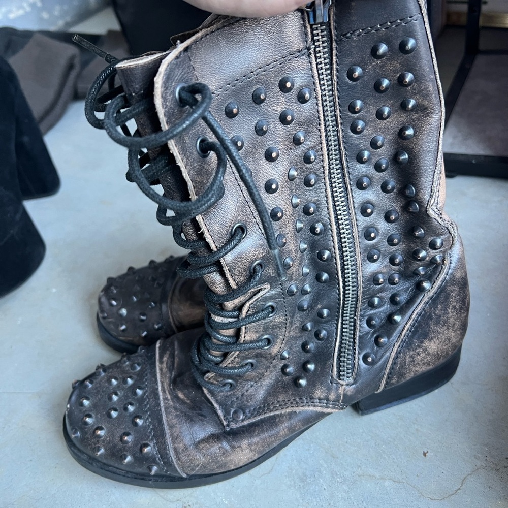 Aldo Black Studded Combat Boots